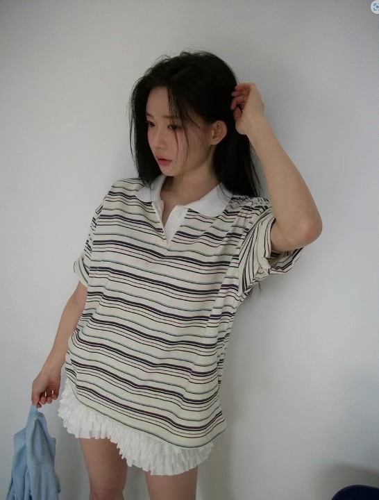 라떼東大門實拍女士新款25春夏休閑推薦職業時尚人氣真品T恤Latte_T恤圖色2