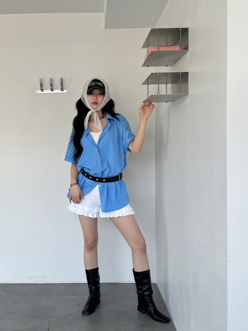PIN-UP東大門代購女裝新款推薦休閑時尚熱賣人氣襯衫蕾絲衫PIN-UP襯衫/蕾絲衫