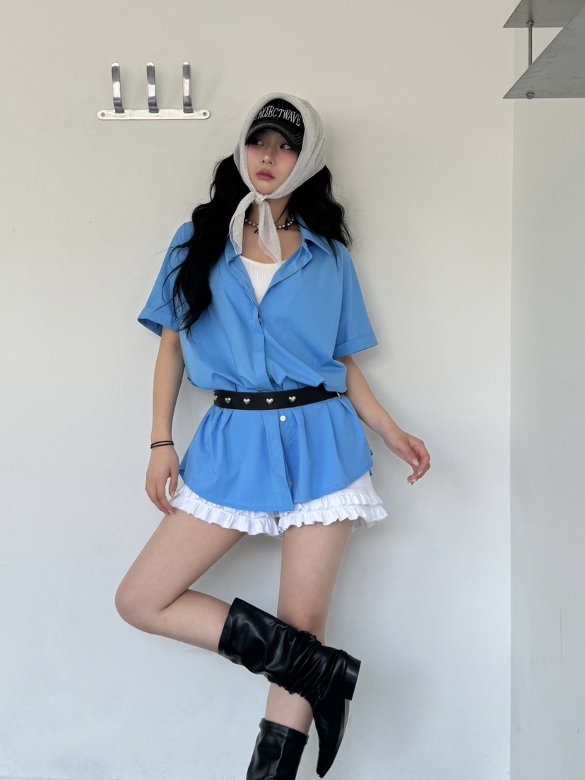 PIN-UP東大門代購女裝新款推薦休閑時尚熱賣人氣襯衫蕾絲衫PIN-UP襯衫/蕾絲衫