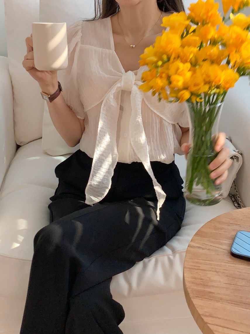 CRONG直郵韓國代購㊣女裝新品時尚休閑人氣推薦熱賣襯衫蕾絲衫CRONG襯衫/蕾絲衫
