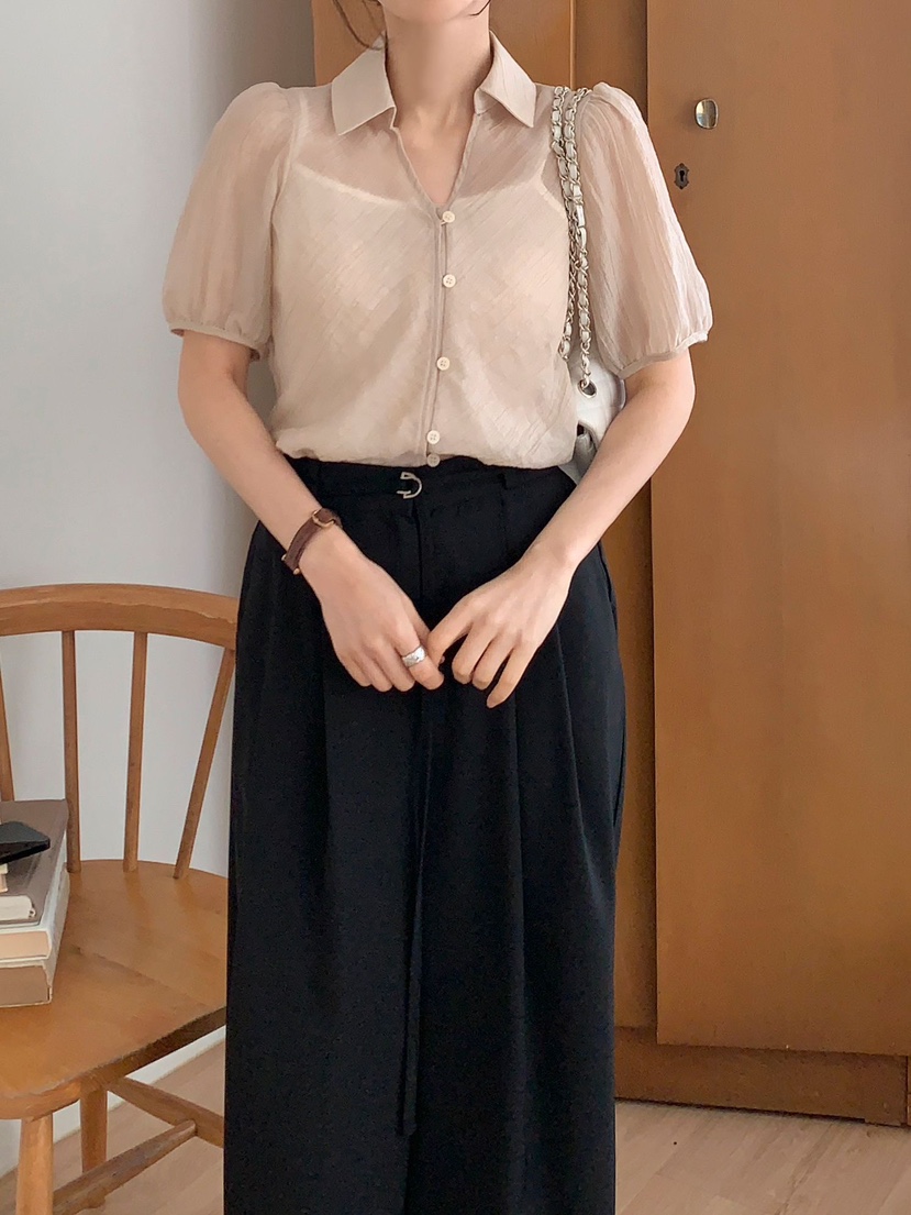 CRONG韓國直郵㊣女裝新款休閑人氣時尚推薦25春夏襯衫蕾絲衫CRONG襯衫/蕾絲衫