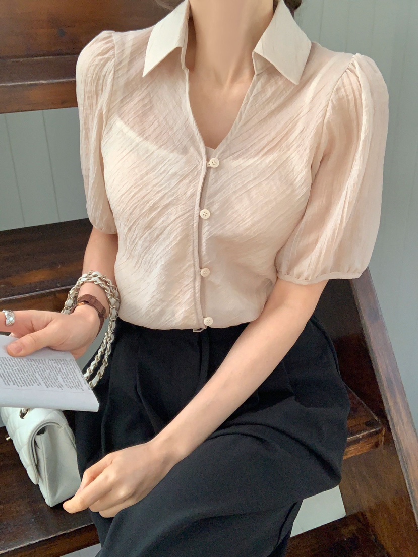 CRONG韓國直郵㊣女裝新款休閑人氣時尚推薦25春夏襯衫蕾絲衫CRONG襯衫/蕾絲衫