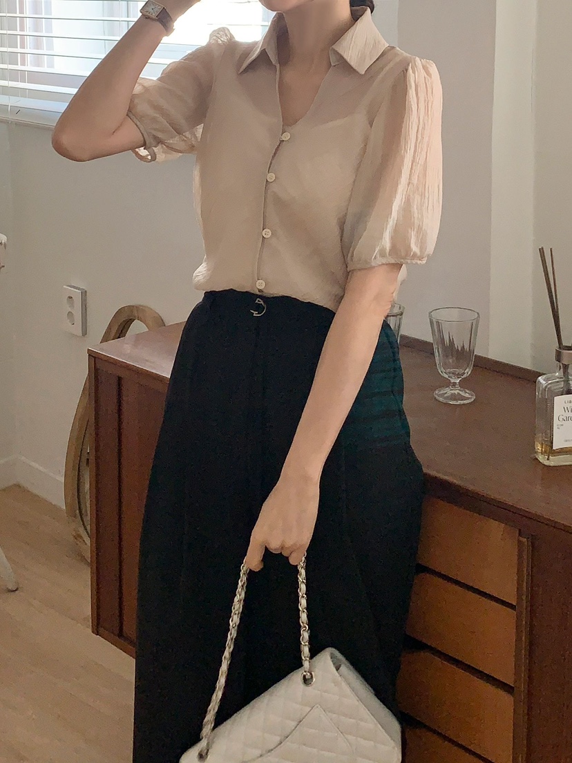 CRONG韓國直郵㊣女裝新款休閑人氣時尚推薦25春夏襯衫蕾絲衫CRONG襯衫/蕾絲衫