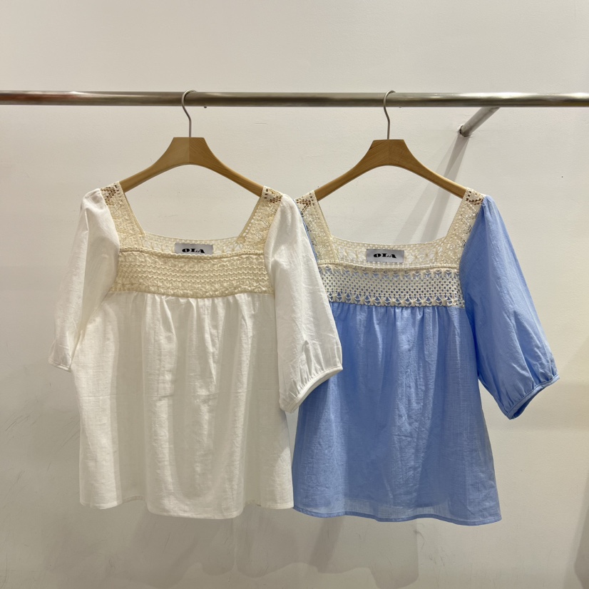 OLA韓國㊣直郵東大門代購女裝新款推薦熱賣25春夏襯衫蕾絲衫mellor/OLA襯衫/蕾絲衫