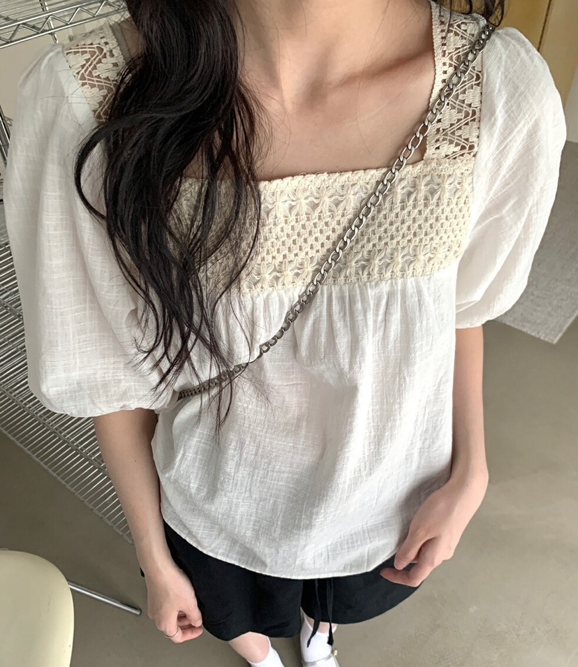 OLA韓國㊣直郵東大門代購女裝新款推薦熱賣25春夏襯衫蕾絲衫mellor/OLA襯衫/蕾絲衫