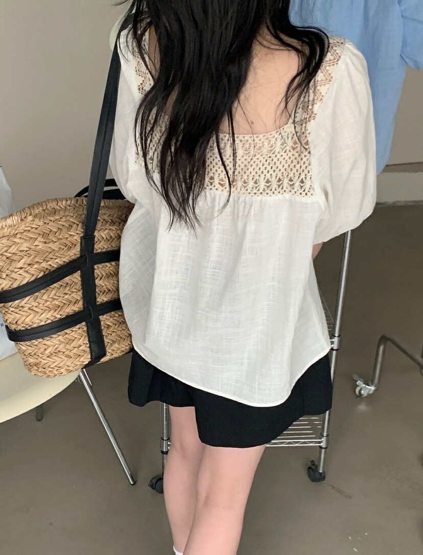 OLA韓國㊣直郵東大門代購女裝新款推薦熱賣25春夏襯衫蕾絲衫mellor/OLA襯衫/蕾絲衫