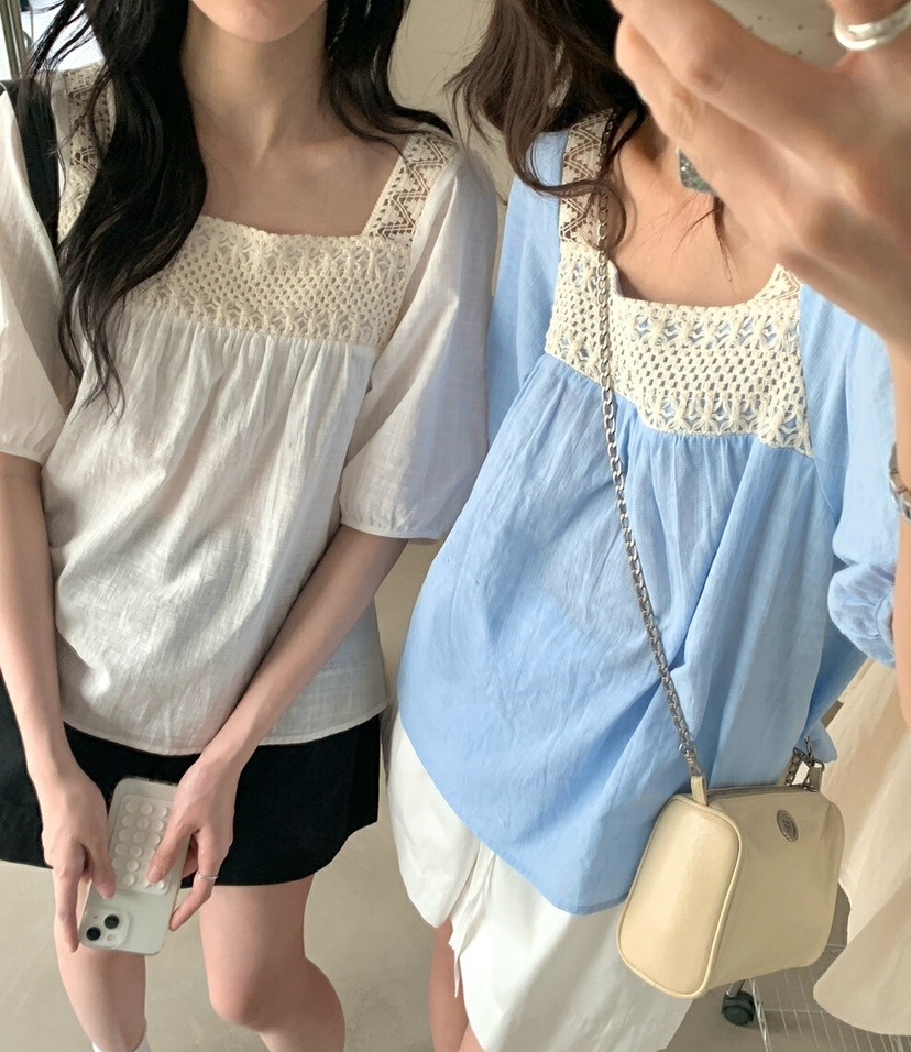 OLA韓國㊣直郵東大門代購女裝新款推薦熱賣25春夏襯衫蕾絲衫mellor/OLA襯衫/蕾絲衫