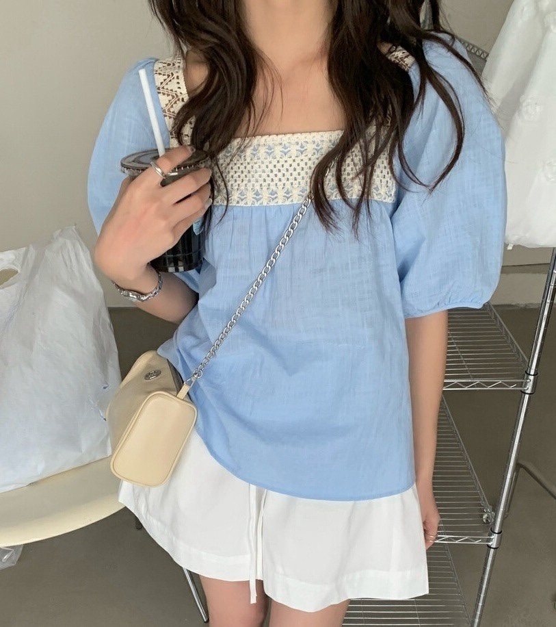 OLA韓國㊣直郵東大門代購女裝新款推薦熱賣25春夏襯衫蕾絲衫mellor/OLA襯衫/蕾絲衫