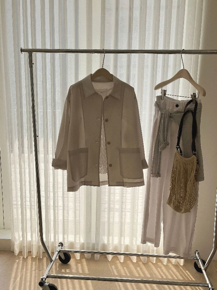 MARE韓國直郵㊣東大門實拍女裝新款推薦休閑25春夏夾克工裝亞麻MARE夾克