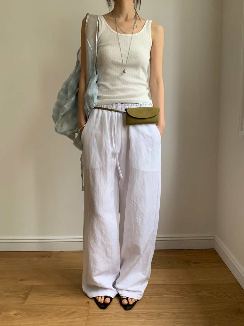 VAARA韓國直郵㊣女裝新款推薦25春夏時尚人氣休閑休閑褲亞麻VAARA休閑褲