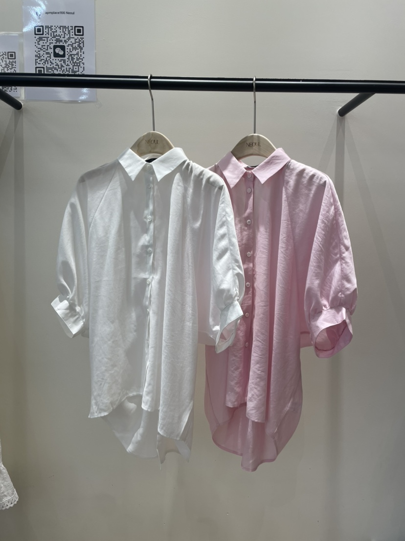 NEOUL韓國直郵㊣東大門實拍女裝新品人氣時尚25春夏襯衫蕾絲衫NEOUL/ahin雙領標簽襯衫/蕾絲衫