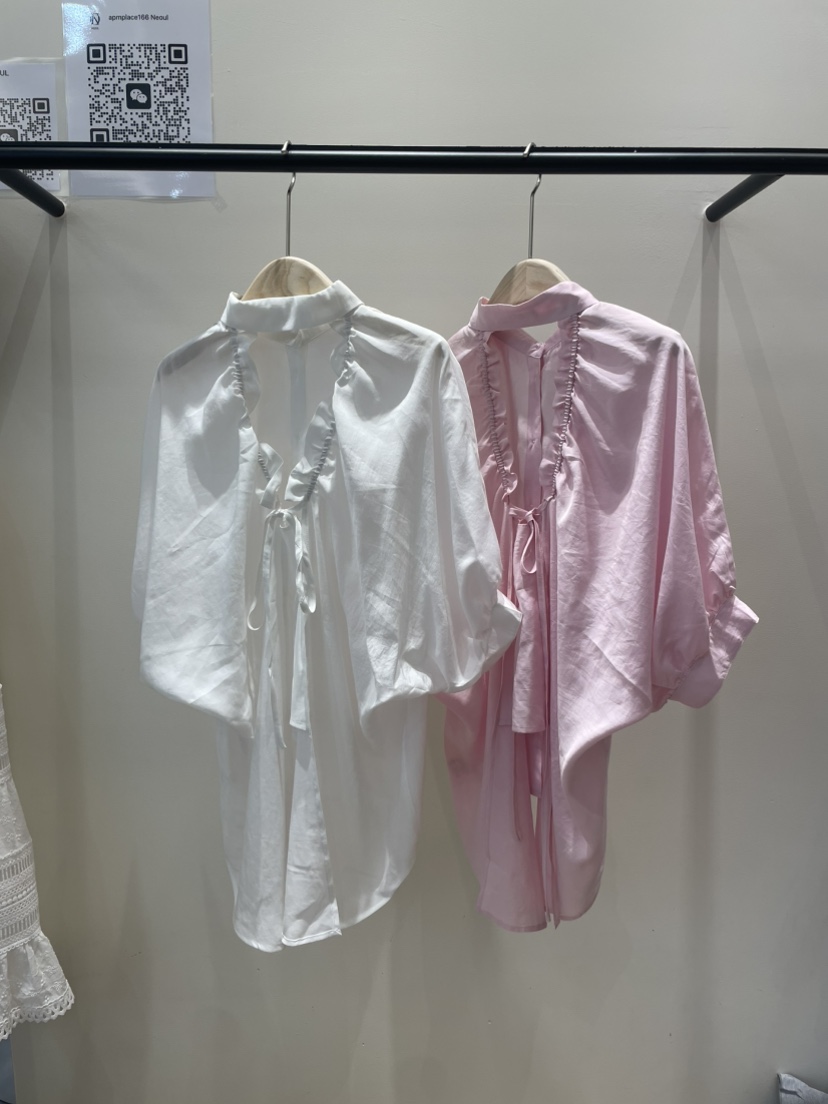 NEOUL韓國直郵㊣東大門實拍女裝新品人氣時尚25春夏襯衫蕾絲衫NEOUL/ahin雙領標簽襯衫/蕾絲衫