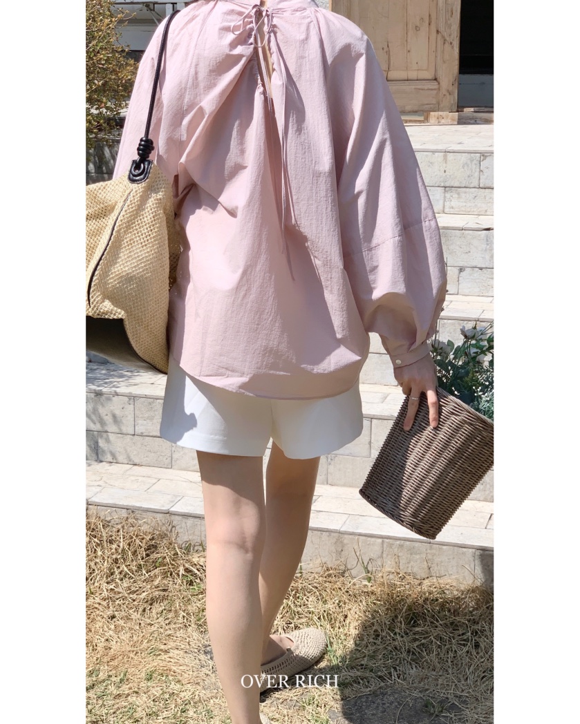 OVER RICH直郵韓國代購㊣女裝新品時尚休閑25春夏襯衫蕾絲衫OVER RICH襯衫/蕾絲衫