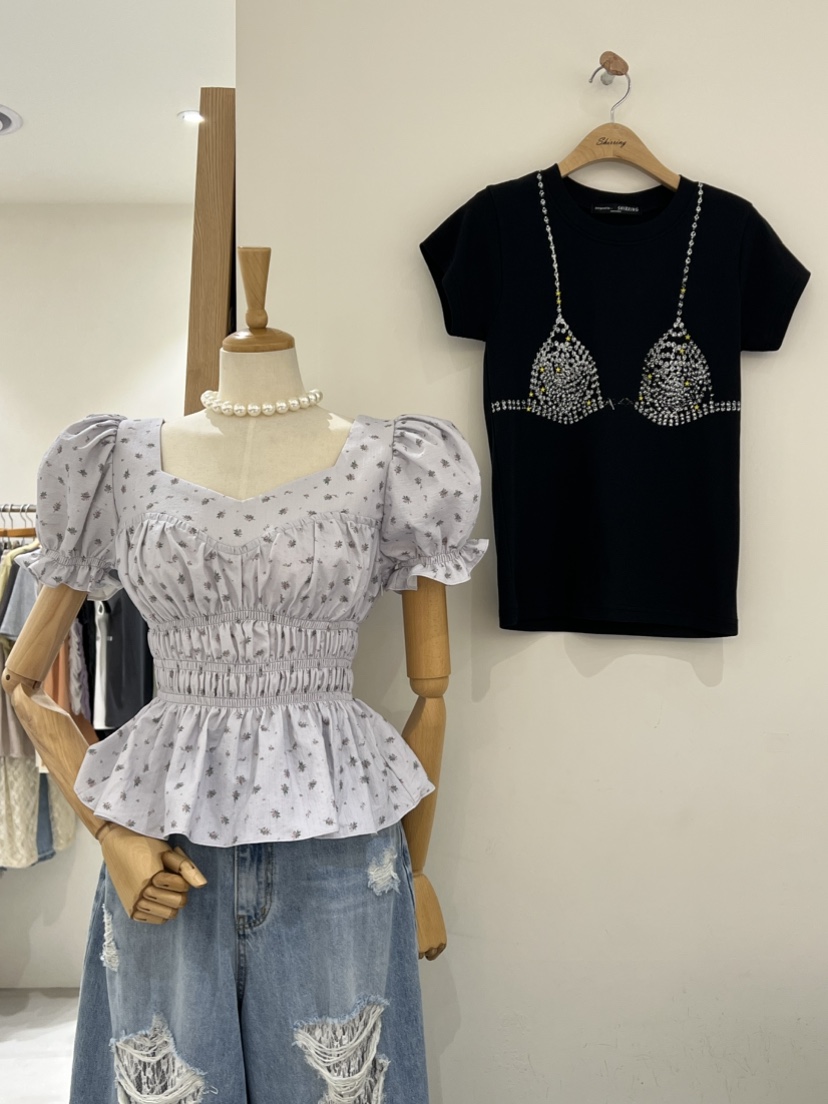 SHIRRING韓國直郵女裝新品25春夏真品時尚熱賣職業襯衫蕾絲衫SHIRRING襯衫/蕾絲衫