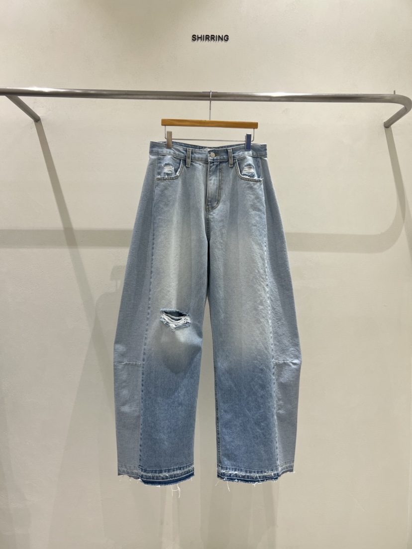 SHIRRING韓國代購女裝新款25春夏推薦真品熱賣休閑時尚牛仔褲SHIRRING牛仔褲
