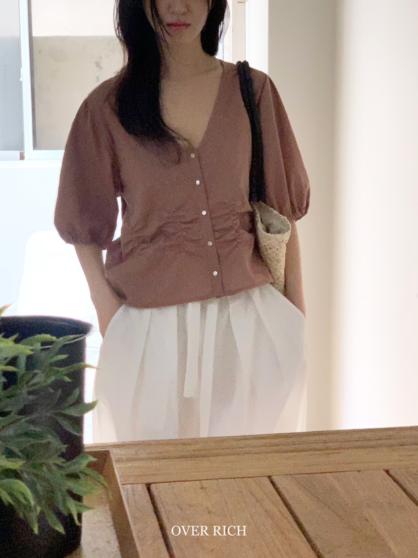OVER RICH韓國直郵女裝新品熱賣人氣職業時尚25春夏襯衫蕾絲衫OVER RICH襯衫/蕾絲衫