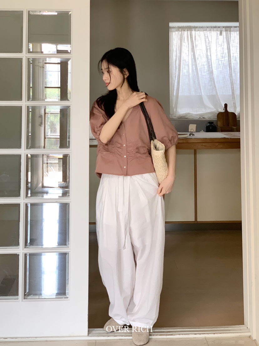 OVER RICH韓國直郵女裝新品熱賣人氣職業時尚25春夏襯衫蕾絲衫OVER RICH襯衫/蕾絲衫