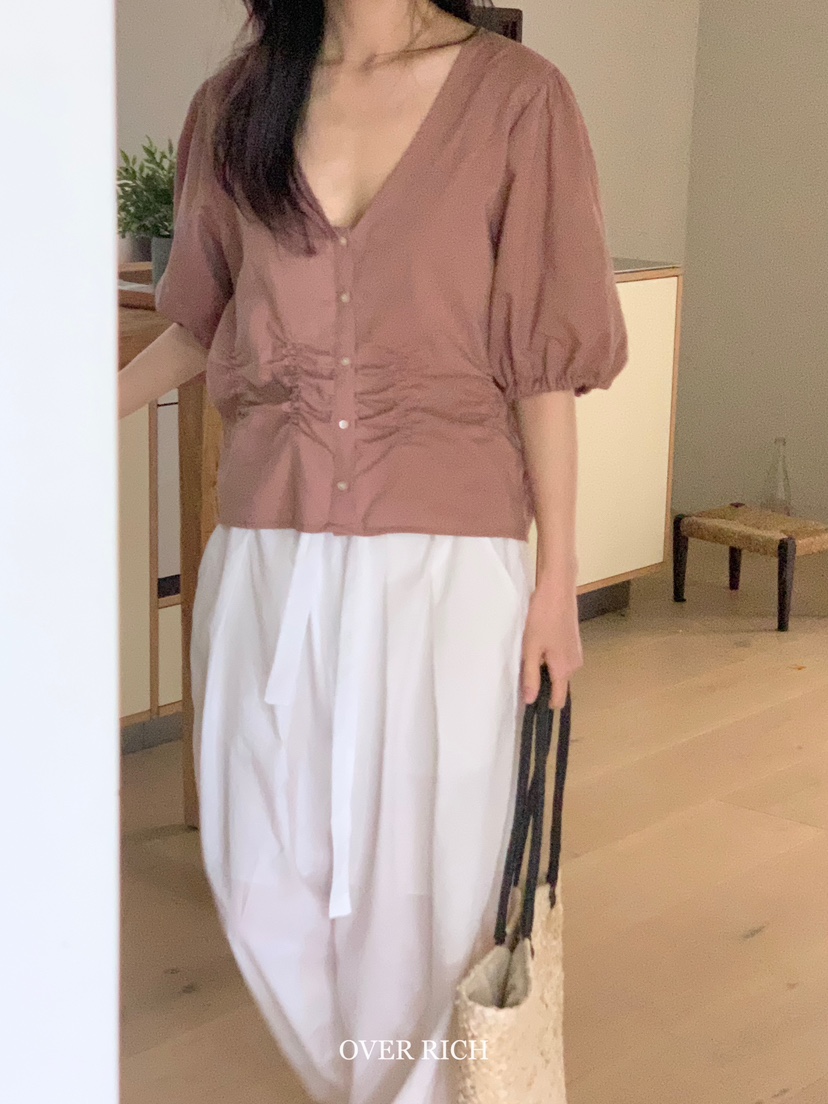 OVER RICH韓國直郵女裝新品熱賣人氣職業時尚25春夏襯衫蕾絲衫OVER RICH襯衫/蕾絲衫