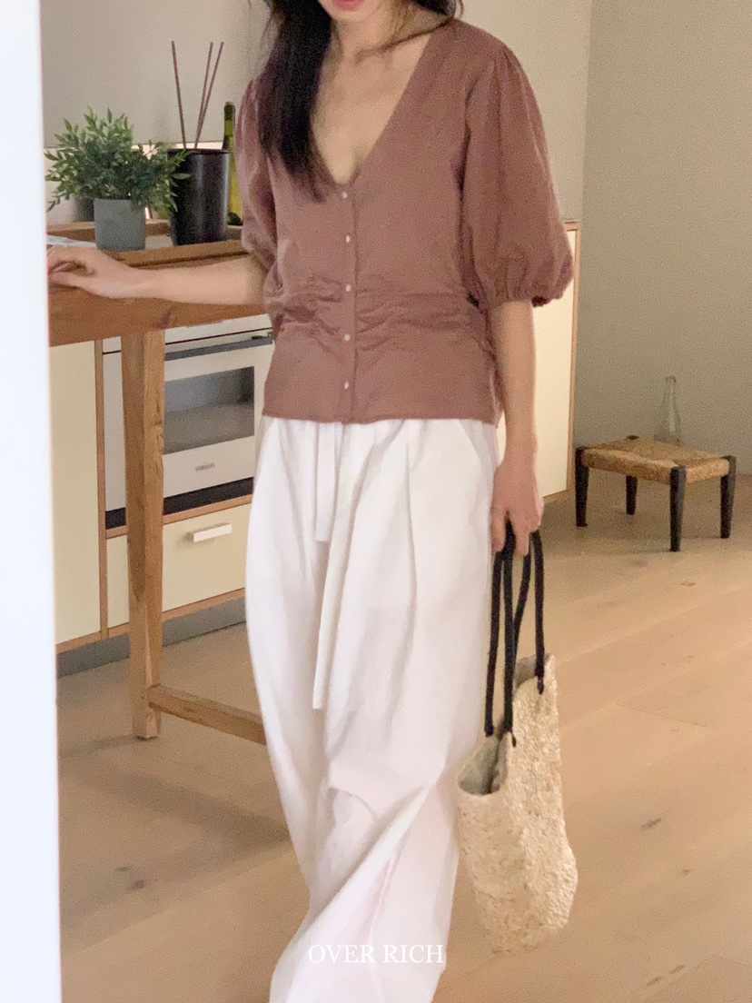 OVER RICH韓國直郵女裝新品熱賣人氣職業時尚25春夏襯衫蕾絲衫OVER RICH襯衫/蕾絲衫