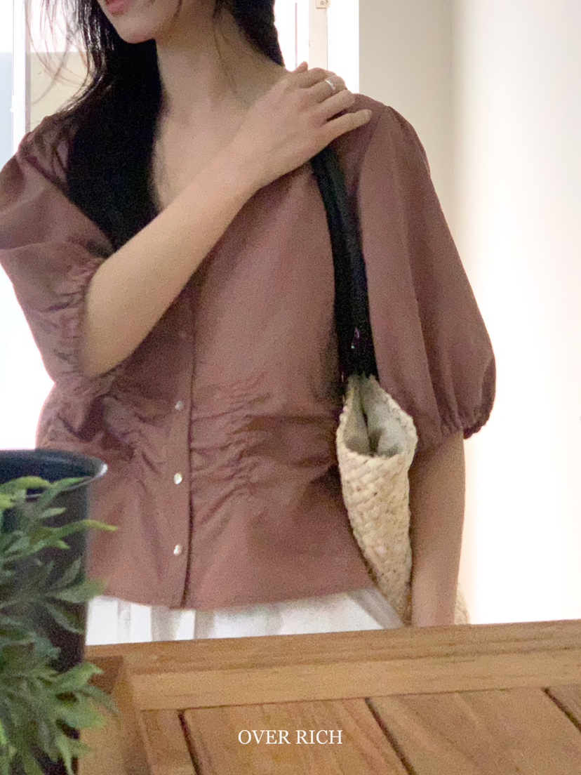 OVER RICH韓國直郵女裝新品熱賣人氣職業時尚25春夏襯衫蕾絲衫OVER RICH襯衫/蕾絲衫