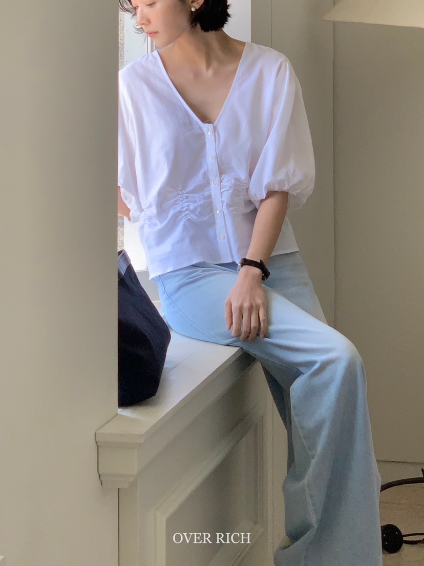 OVER RICH韓國直郵女裝新品熱賣人氣職業時尚25春夏襯衫蕾絲衫OVER RICH襯衫/蕾絲衫