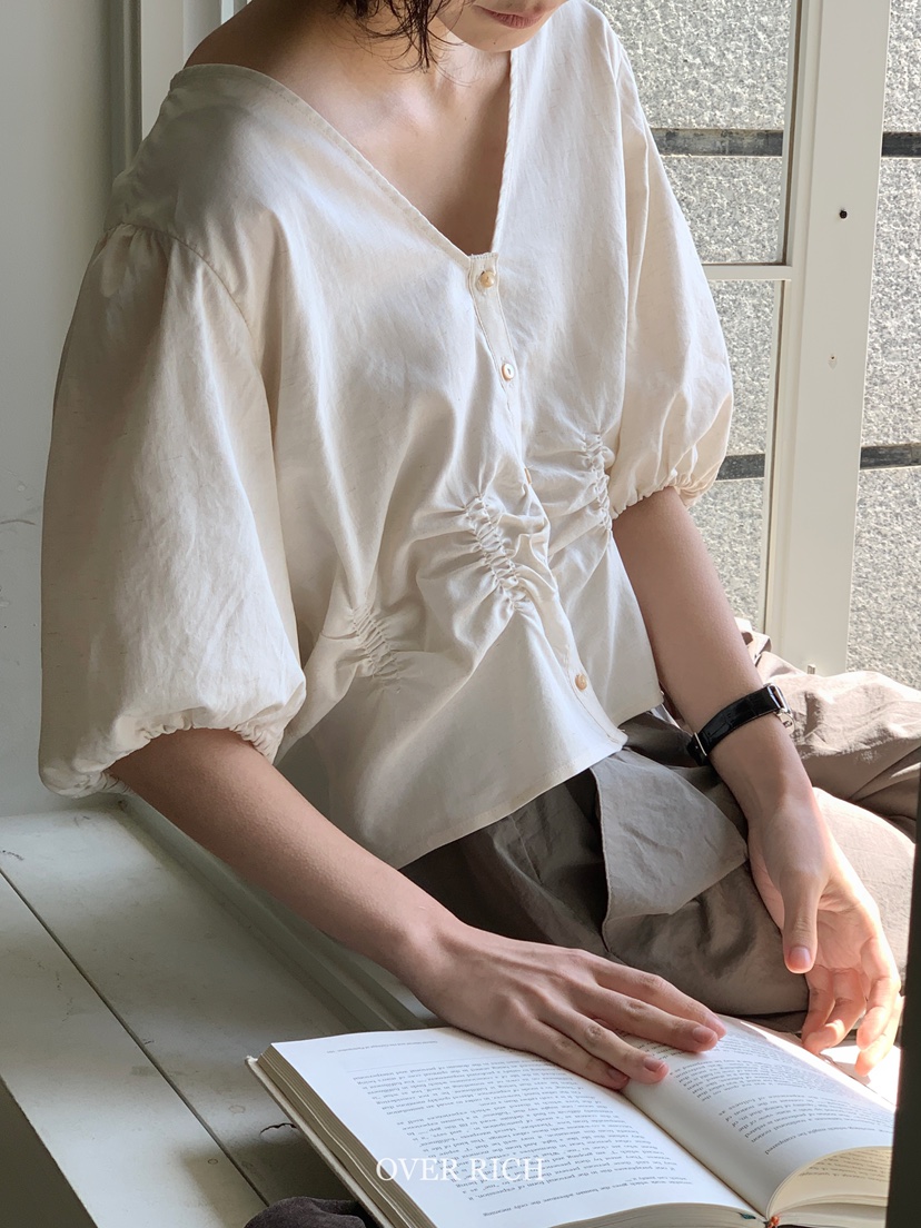 OVER RICH韓國直郵女裝新品熱賣人氣職業時尚25春夏襯衫蕾絲衫OVER RICH襯衫/蕾絲衫