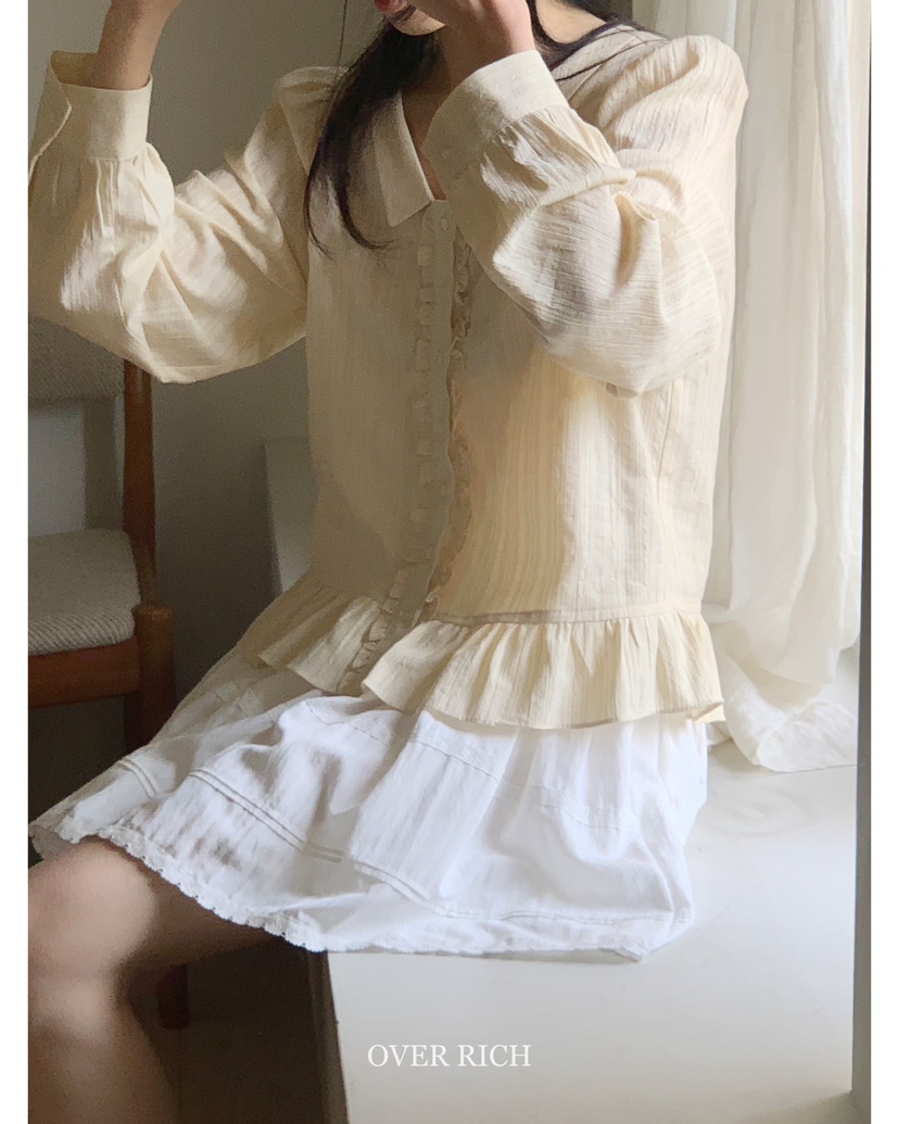 OVER RICH東大門實拍女裝新品25春夏熱賣真品人氣襯衫蕾絲衫OVER RICH襯衫/蕾絲衫
