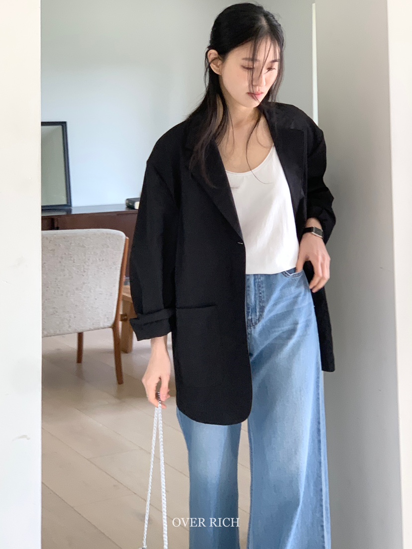 OVER RICH韓國直郵女裝新品職業熱賣推薦真品人氣25春夏牛仔褲OVER RICH牛仔褲