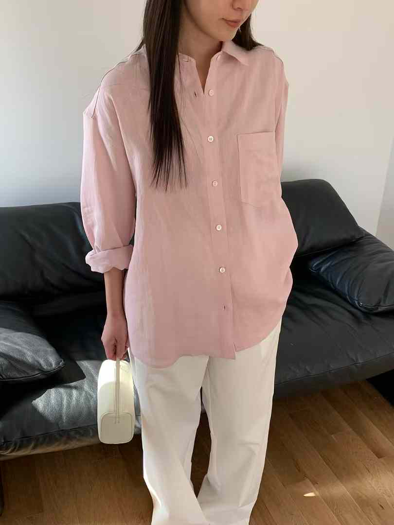 MONIQUE東大門代購女裝新款熱賣真品推薦襯衫蕾絲衫口袋亞麻MONIQUE襯衫/蕾絲衫
