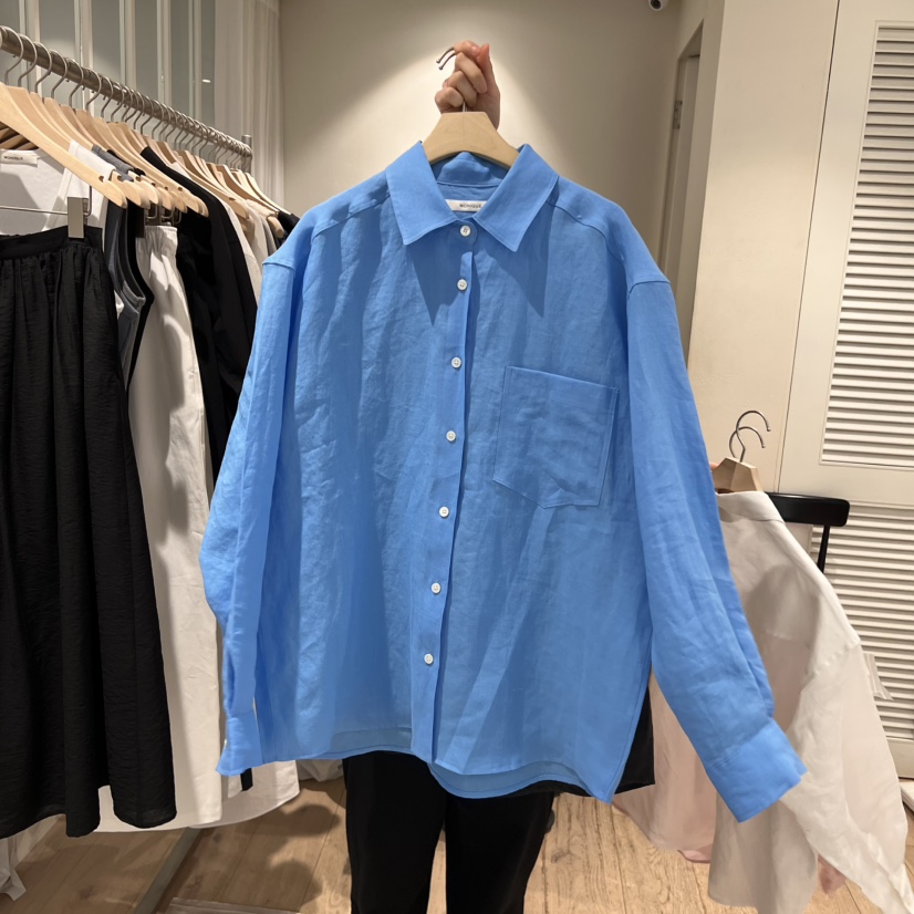 MONIQUE東大門代購女裝新款熱賣真品推薦襯衫蕾絲衫口袋亞麻MONIQUE襯衫/蕾絲衫圖色3