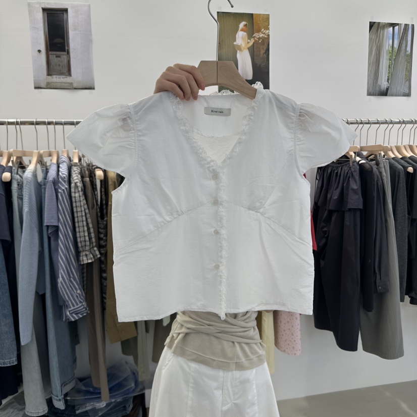 RIVER RAIN東大門實拍女裝新款25春夏推薦熱賣休閑襯衫蕾絲衫RIVER RAIN襯衫/蕾絲衫圖色1