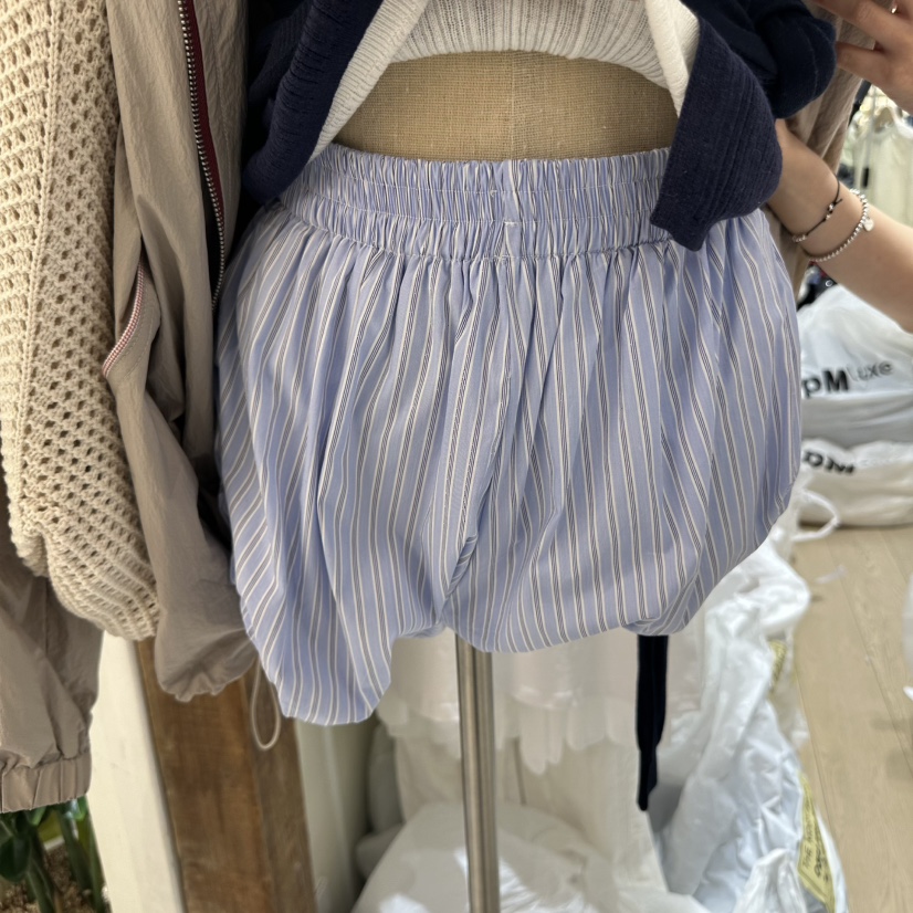 THEMORYPARK韓國直郵女裝新款人氣25春夏時尚短褲可愛的條紋THE MORY PARK短褲圖色2