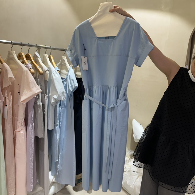BBABBA-L東大門實拍女裝新品休閑25春夏時尚熱賣連衣裙含腰帶BBABBA-L連衣裙圖色2