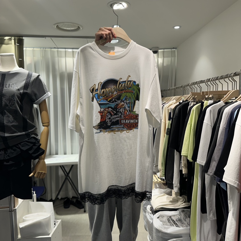 THE LOT韓國代購女裝新品熱賣職業時尚T恤不含腰帶蕾絲長款THE LOT/ LOTT恤