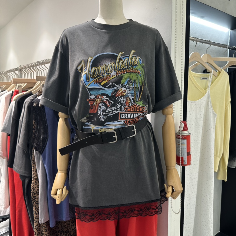 THE LOT韓國代購女裝新品熱賣職業時尚T恤不含腰帶蕾絲長款THE LOT/ LOTT恤圖色3