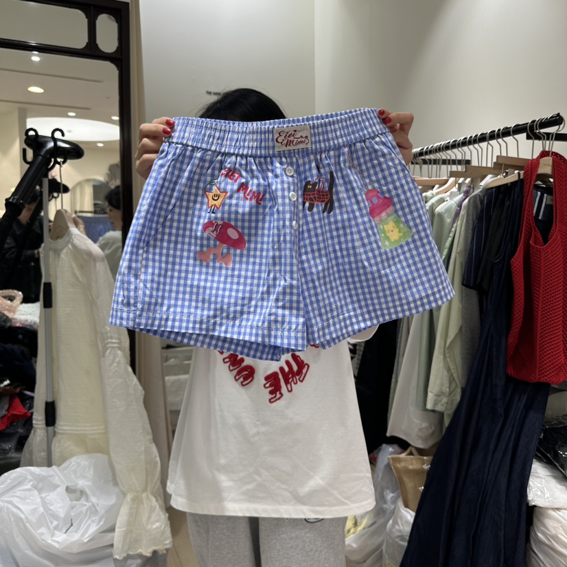 THEMORYPARK東大門代購女士新款真品休閑人氣25春夏短褲格紋THE MORY PARK短褲圖色1