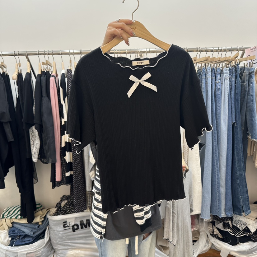 DELIGHT-L東大門直郵女士新品休閑25春夏職業熱賣真品時尚T恤DELIGHTT恤圖色2