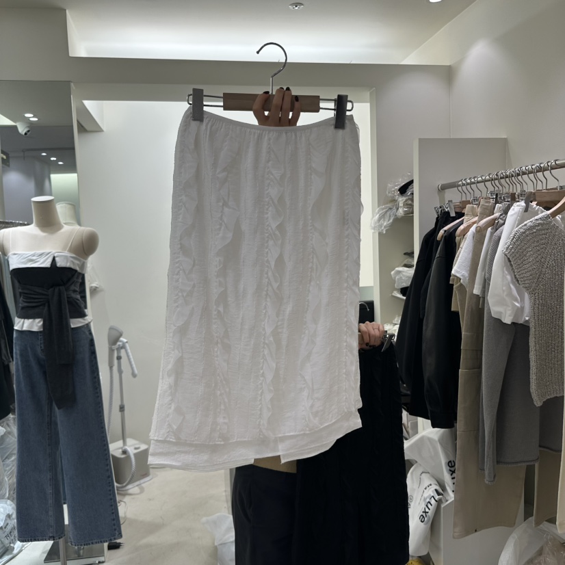 ASHTOE東大門直郵女士新品職業熱賣25春夏休閑長裙荷葉邊綁帶ASHTOE長裙