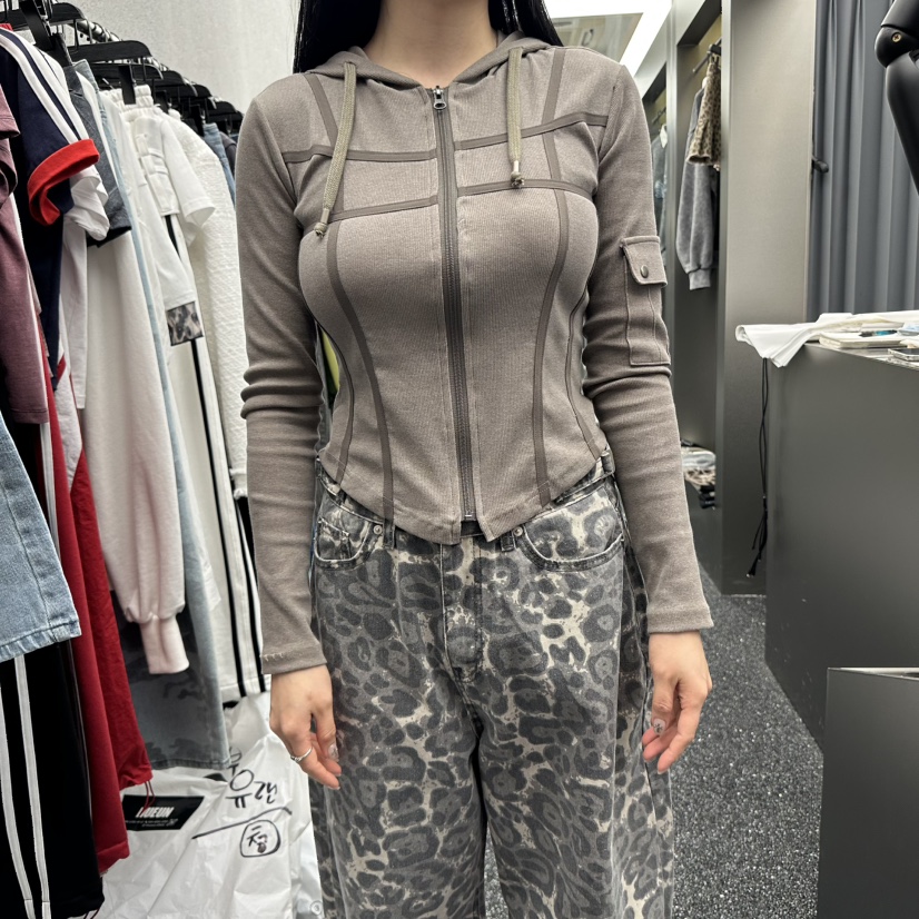 NUEUN東大門實拍女士新款人氣推薦休閑時尚25春夏熱賣衛衣拉鏈NUEUN/SEEOT衛衣