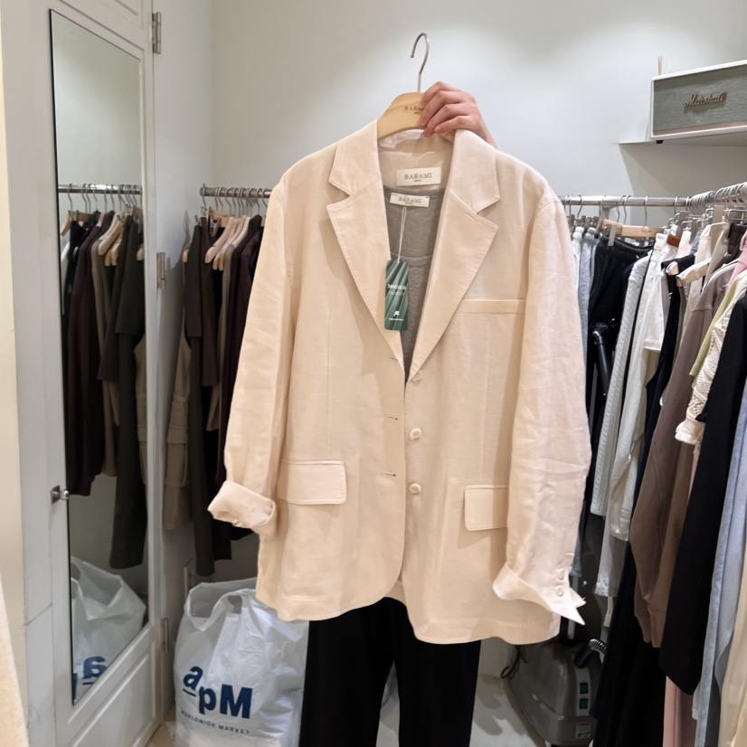 BARAMI韓國直郵女士新品25春夏熱賣時尚真品休閑推薦夾克亞麻LOVE SOME夾克