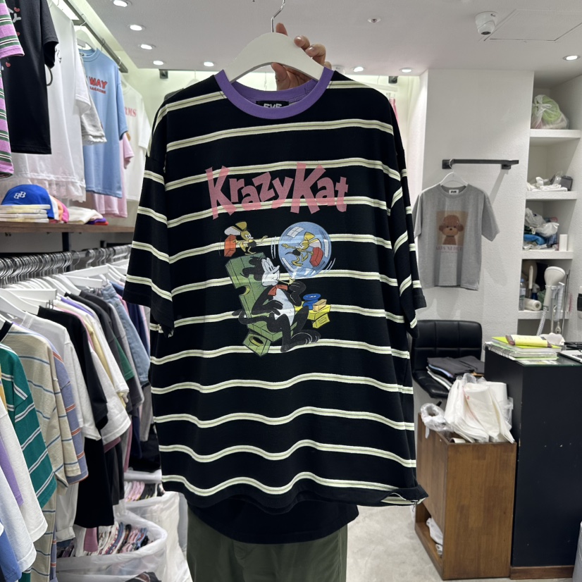EVE韓國直郵女士新款25春夏熱賣時尚推薦真品休閑人氣T恤條紋EVET恤圖色3