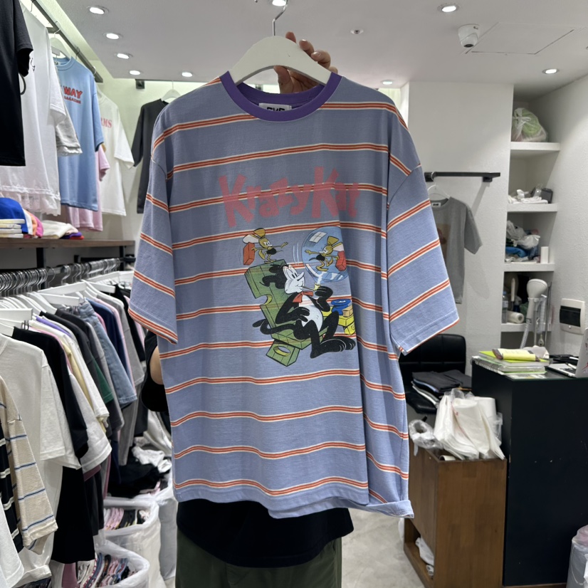 EVE韓國直郵女士新款25春夏熱賣時尚推薦真品休閑人氣T恤條紋EVET恤圖色5