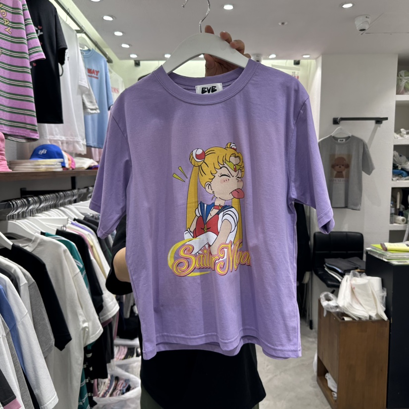 EVE韓國直郵女裝新品休閑時尚職業推薦人氣真品25春夏T恤復古EVET恤圖色4