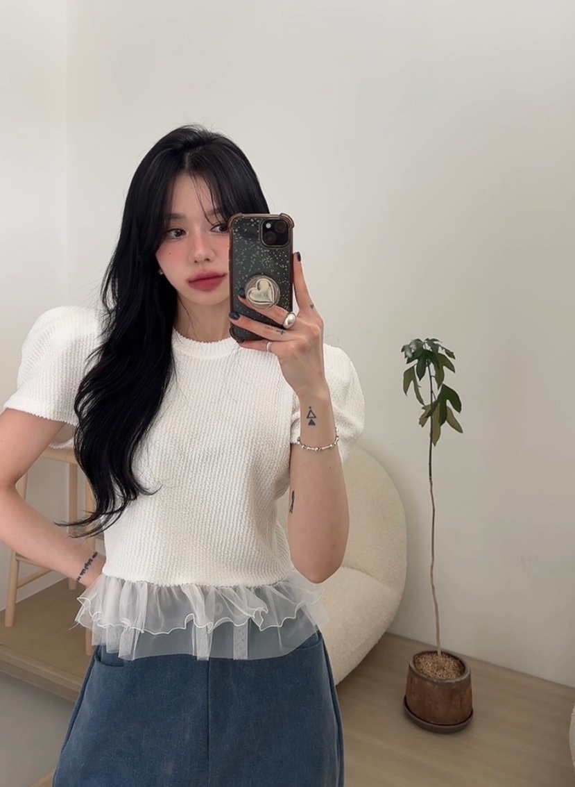 AMUSE SEOUL東大門代購女裝新款真品推薦襯衫蕾絲衫荷葉邊AMUSE SEOUL襯衫/蕾絲衫