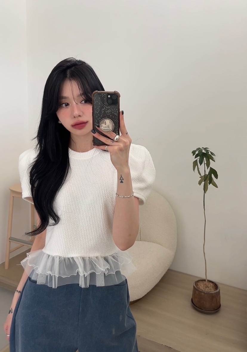 AMUSE SEOUL東大門代購女裝新款真品推薦襯衫蕾絲衫荷葉邊AMUSE SEOUL襯衫/蕾絲衫