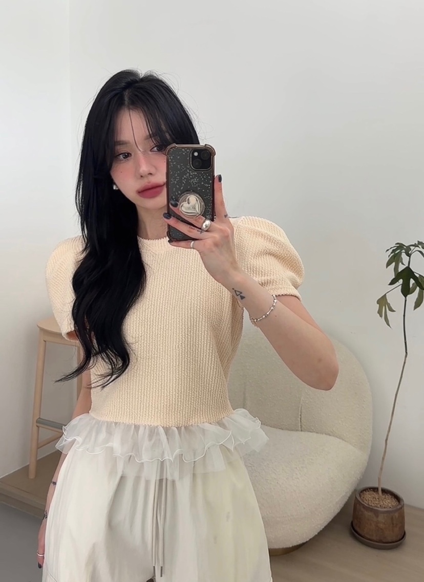 AMUSE SEOUL東大門代購女裝新款真品推薦襯衫蕾絲衫荷葉邊AMUSE SEOUL襯衫/蕾絲衫