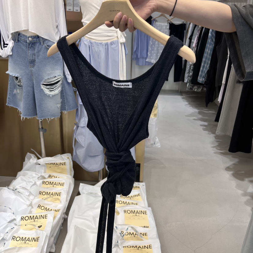 ROMAINE韓國代購女裝新品25春夏職業熱賣時尚吊帶背心亞麻絨ROMAINE吊帶/背心圖色2