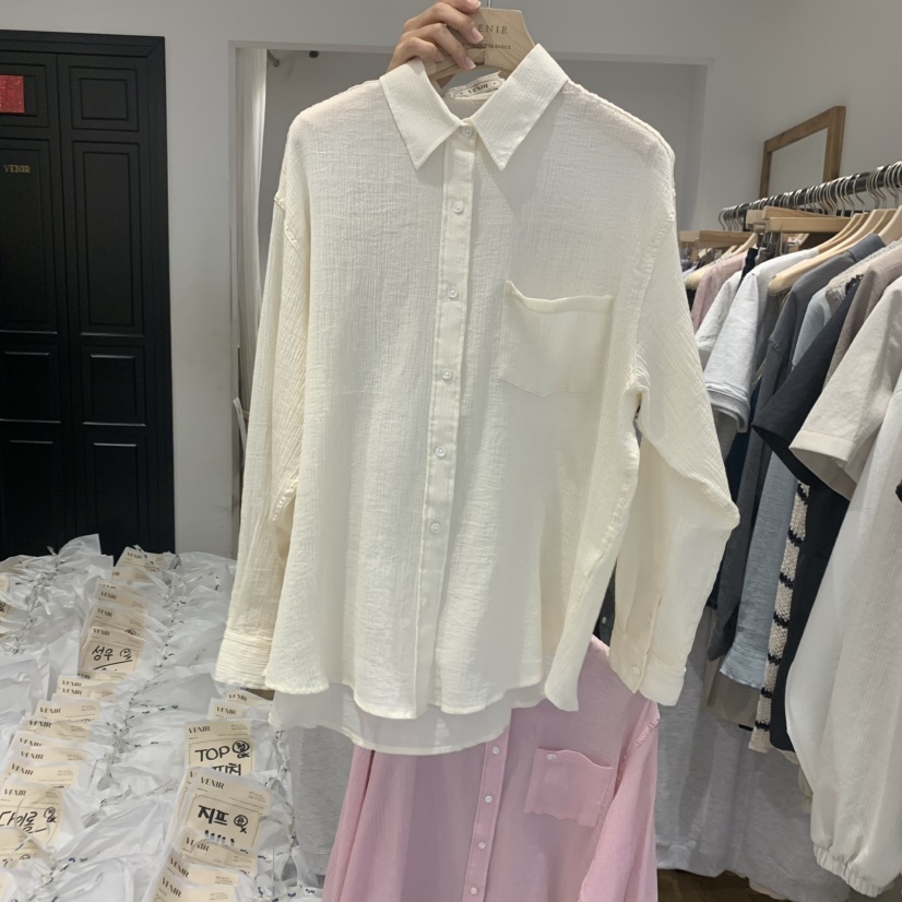 VENIR-a東大門代購女裝新款時尚25春夏真品襯衫蕾絲衫純棉VENIR-a襯衫/蕾絲衫圖色1