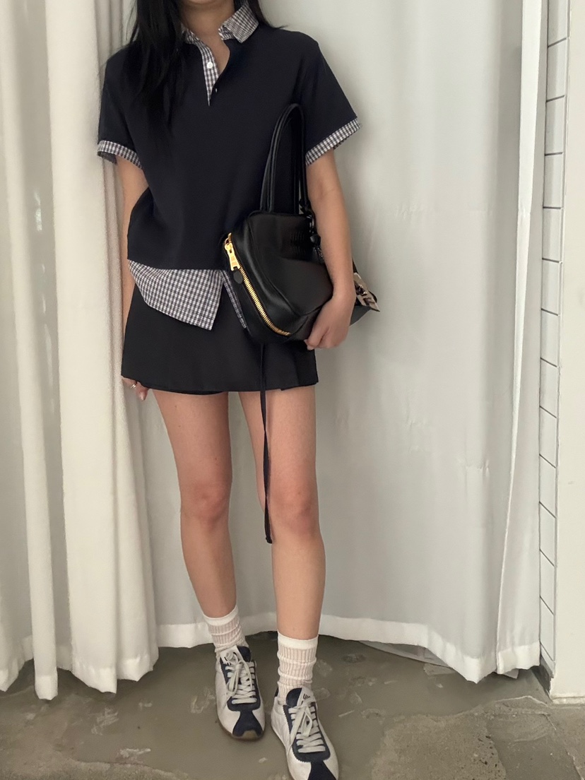 Verbena韓國代購女裝新款職業休閑25春夏推薦襯衫蕾絲衫格紋Verbena襯衫/蕾絲衫