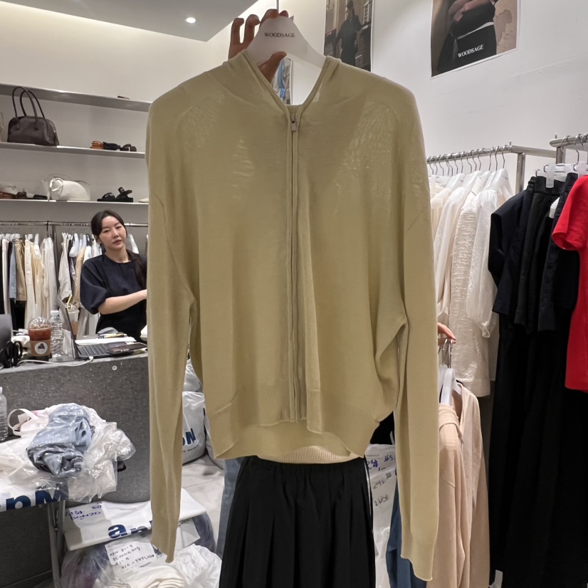 WOOD SAGE東大門代購女裝新款熱賣推薦針織衫拉鏈亞麻連帽WOOD SAGE針織衫圖色3